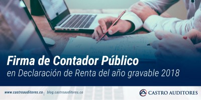 Firma de Contador Público en Declaración de Renta del año gravable 2018 | Blog de Castro Auditores