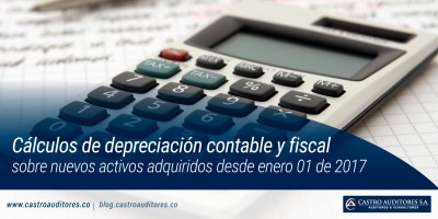 Cálculos de depreciación contable y fiscal sobre nuevos activos adquiridos desde enero 01 de 2017